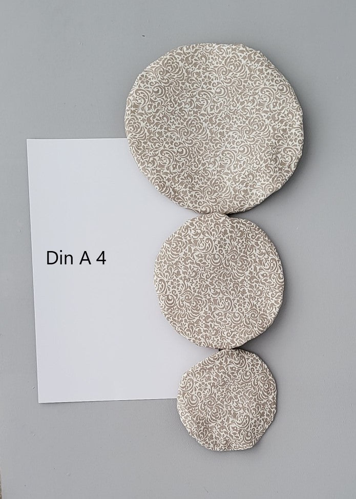 Schüsselhauben in 3 Größen - Vergleich mit Din A4 Blatt