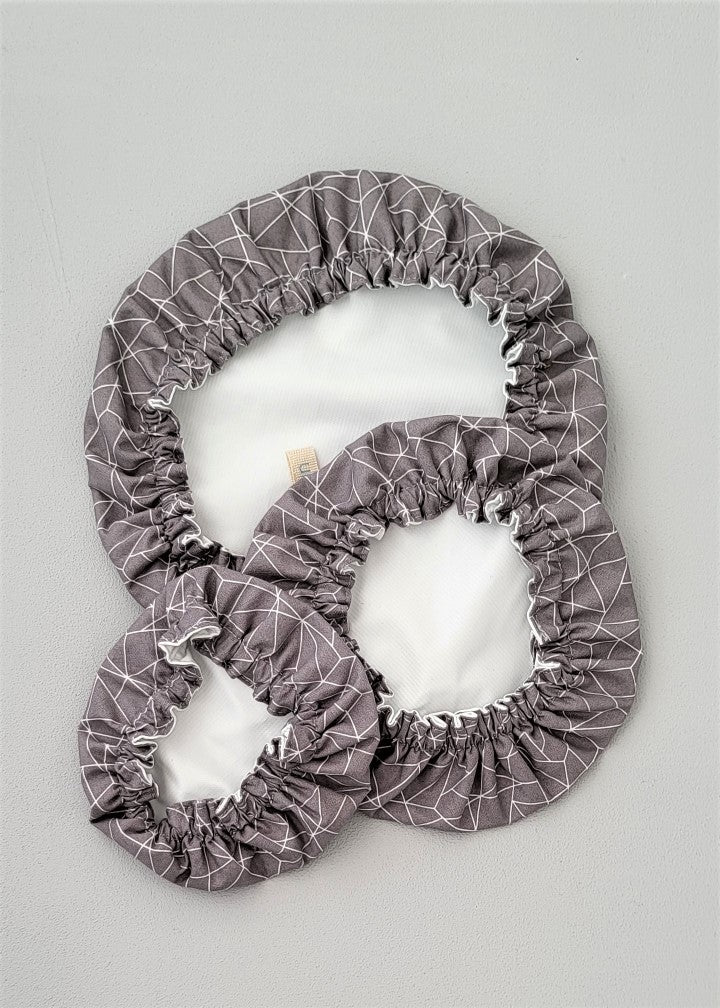 Schuesselhauben geo grey im 3er Set