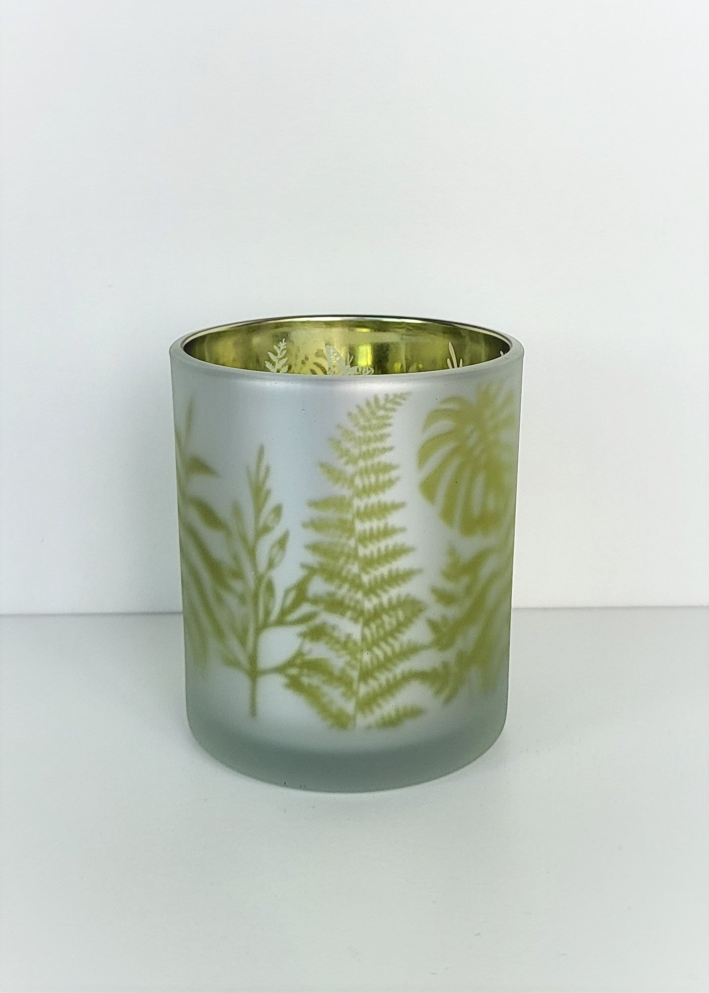Teelichthalter mit Motiv - grün-silber