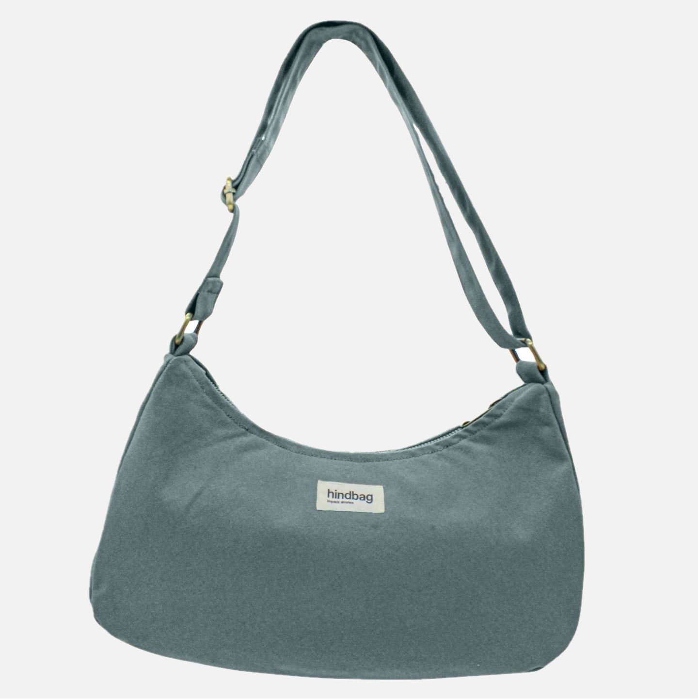 Handtasche aus salbeifarbenem Stoff GOTS zertifiziert mit stabilem verstellbarem Tragegurt