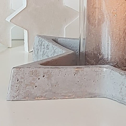 Windlicht Gläser H 15 cm mit Sternschale aus Beton in verschiedenen Farben