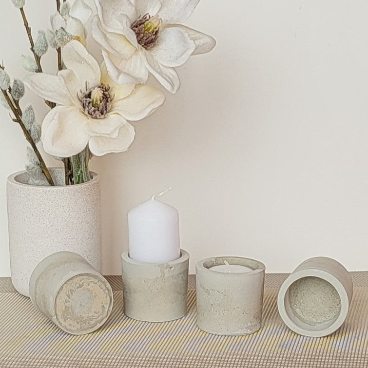 Teelichthalter Elfi aus Beton natur