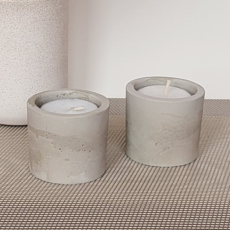 Teelichthalter Elfi aus Beton natur bzw. sandfarben im 2er SET