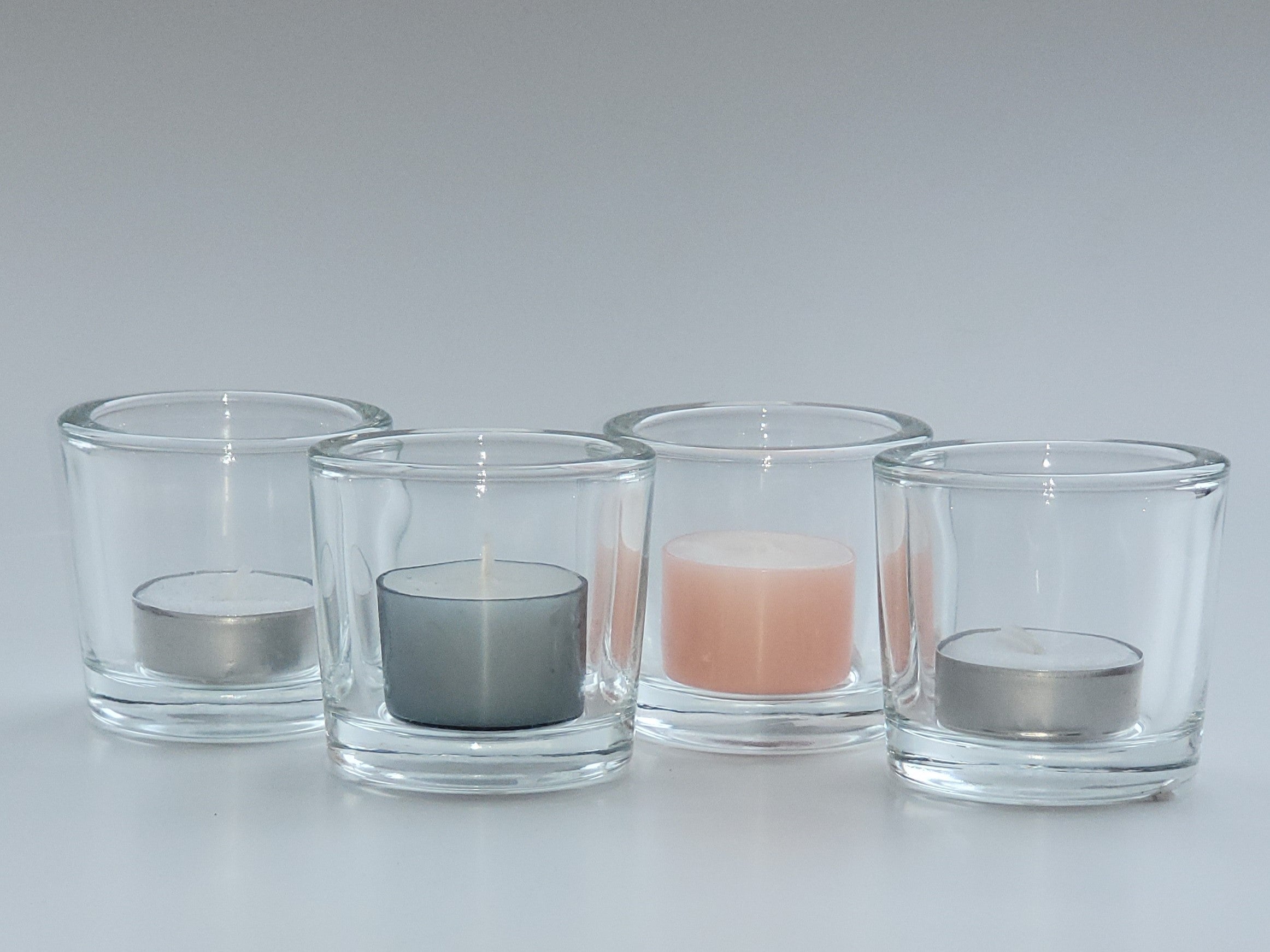 Teelichthalter Glas - zylindrisch - klar - Deko Glas - im 4er SET