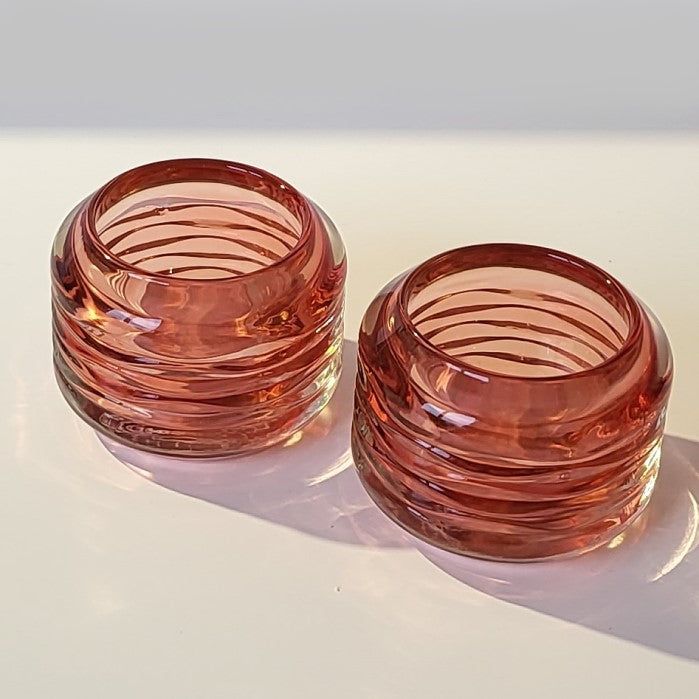 Teelichthalter Bodhi aus Glas in rot in 3 Varianten