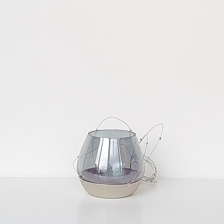 Glas Windlicht mit Metalluntersetzer zum Aufhängen