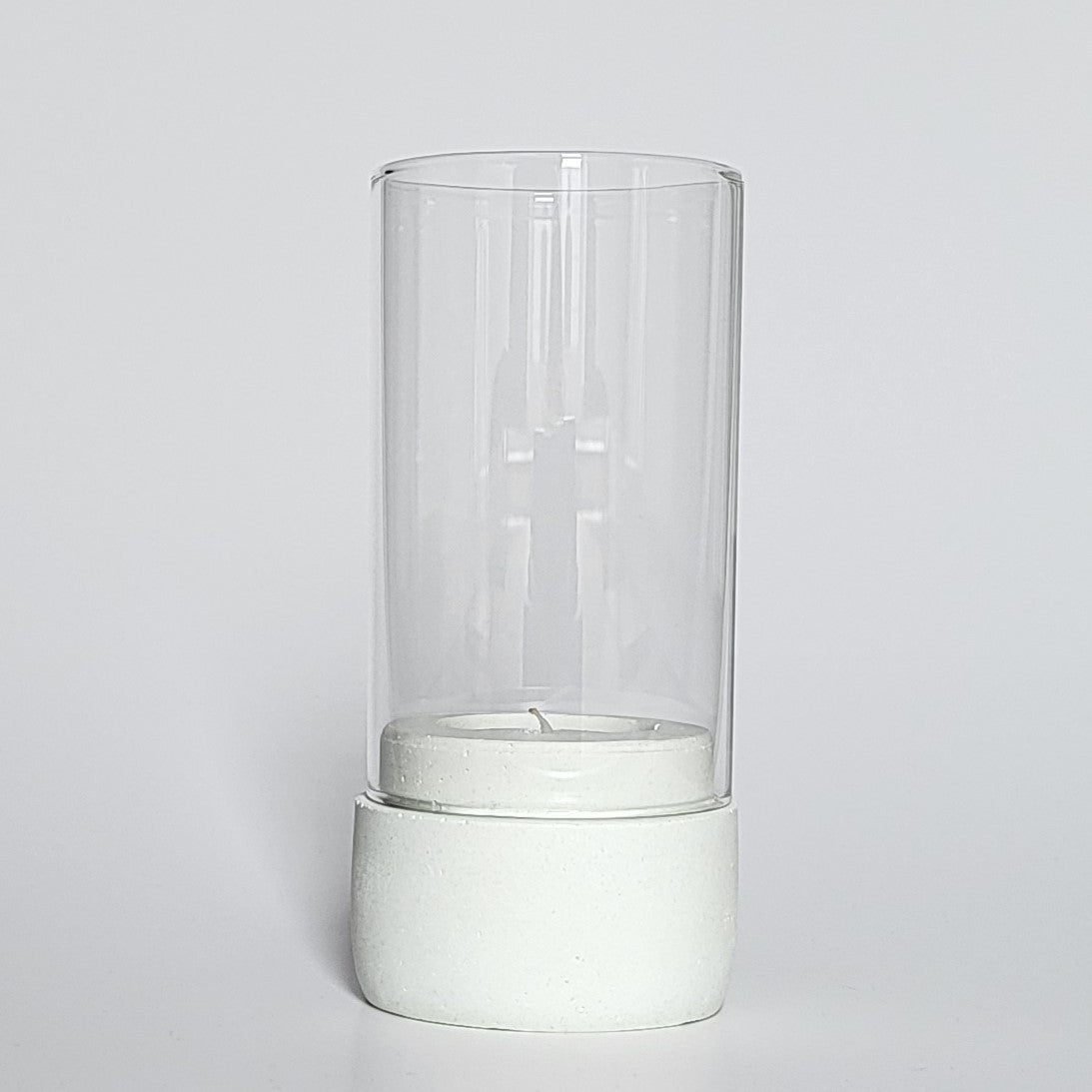 Windlichter Glas mit Beton für normales Teelicht in hellgrün