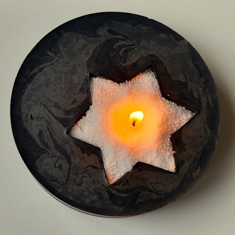 Beton Schale anthrazit-grau mit sternförmiger Ausbuchtung für Kerzensand