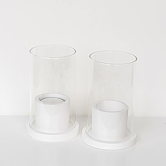 Material Raysin 200 für Windlicht mit Glas Zylinder in weiß 2 Stk