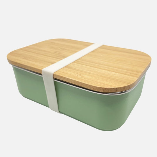 Lunch Box Edelstahl in lindgrün mit Bambusdeckel