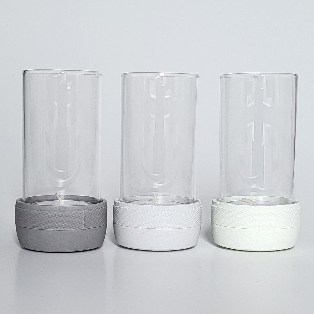 Mini Windlichter aus Beton mit Muster