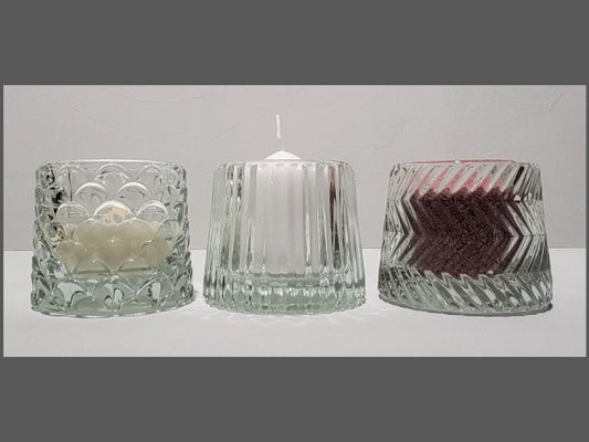 3er Set Teelichtglas bzw. Kerzenglas Pompidou