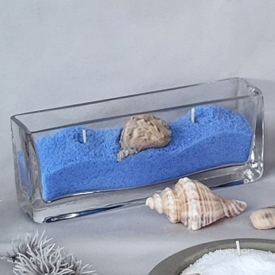 Glas rechteckig zur Dekoration mit Kerzensand